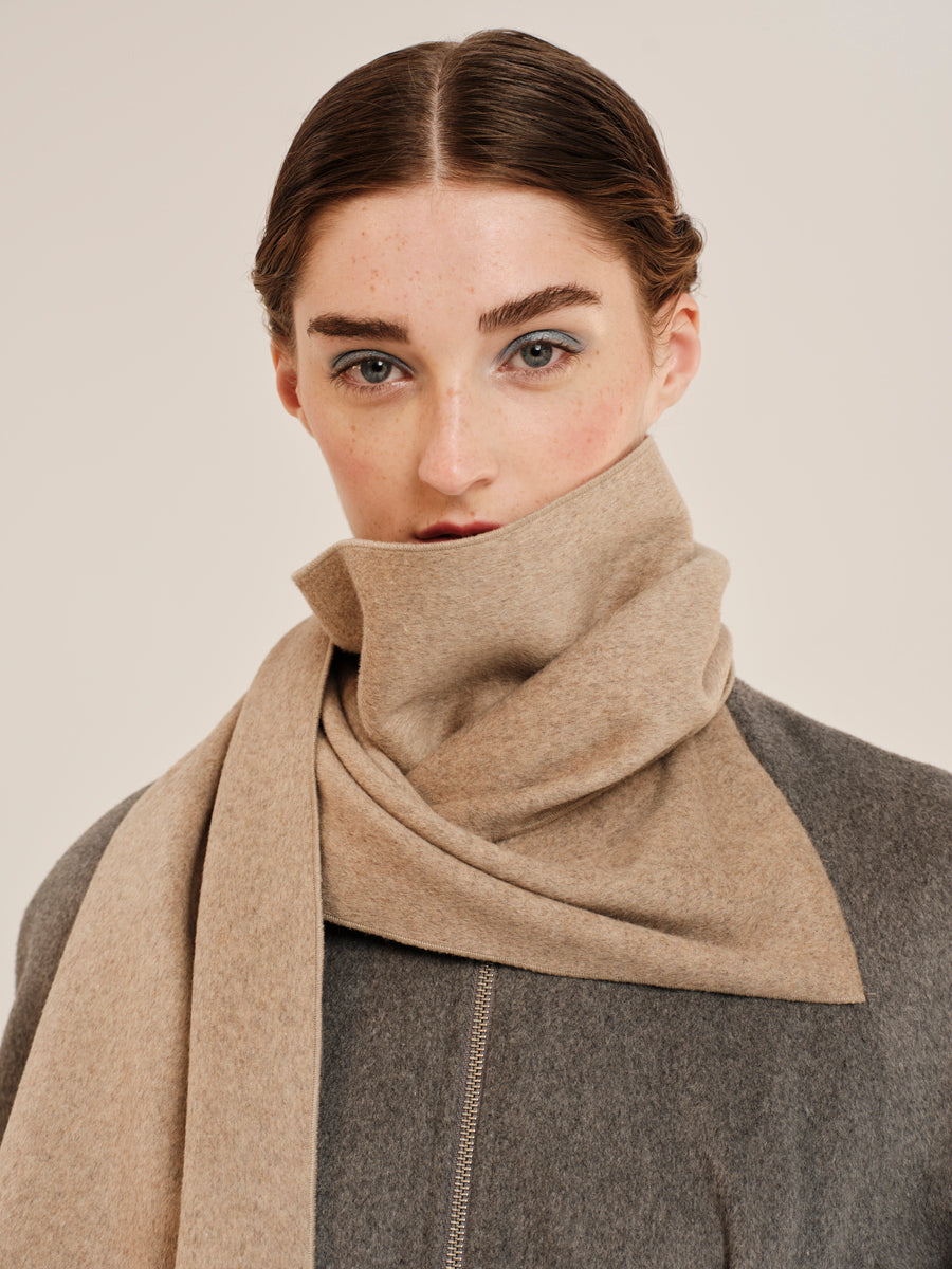 Sculptures Long Coat With Attached Scarf