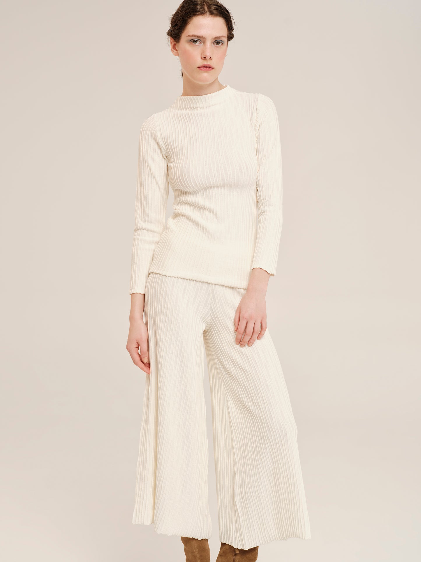 Knit Nervure Longsleeve Blouse