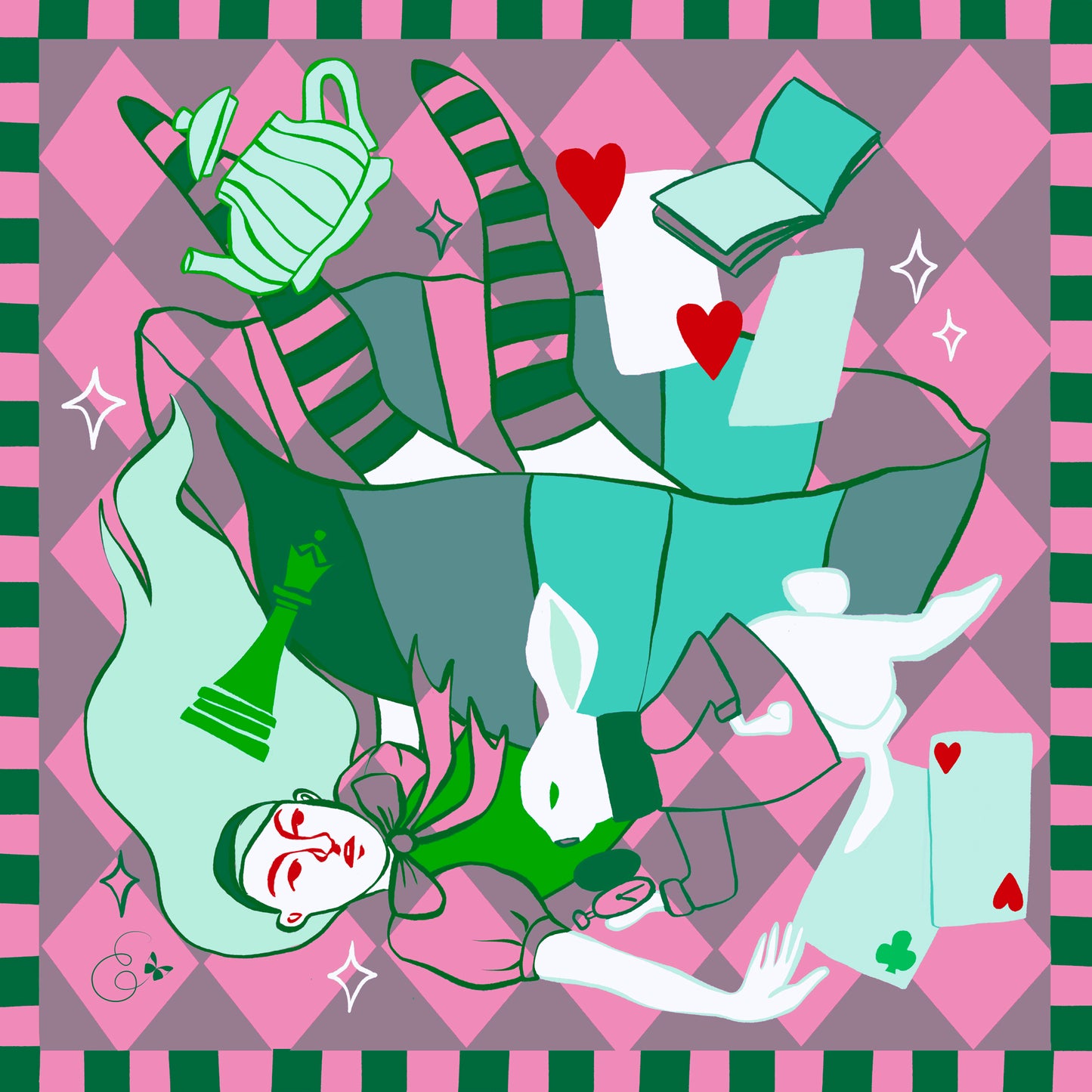 Alice In Wonderland silk scarf