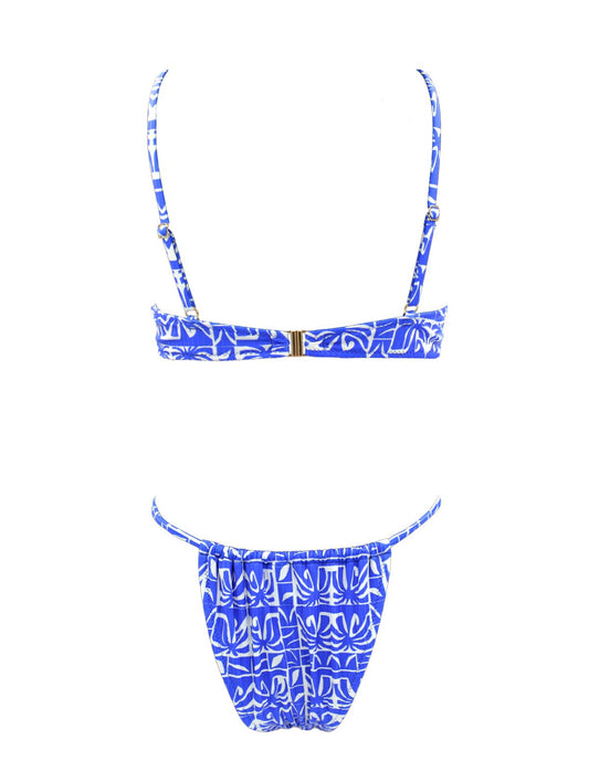 90's greek island Bikini with ruched bottom