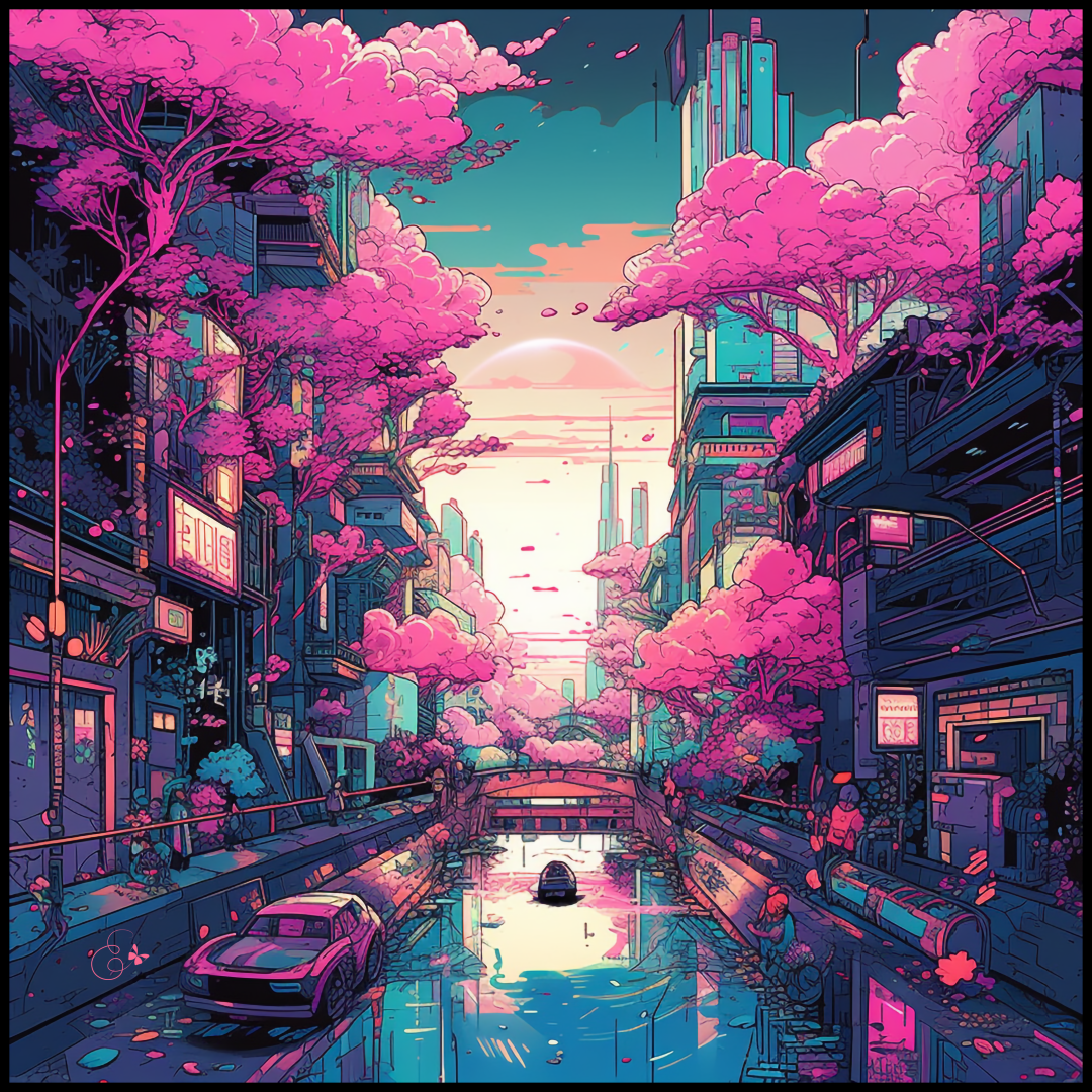 Cyber Blossoms silk scarf