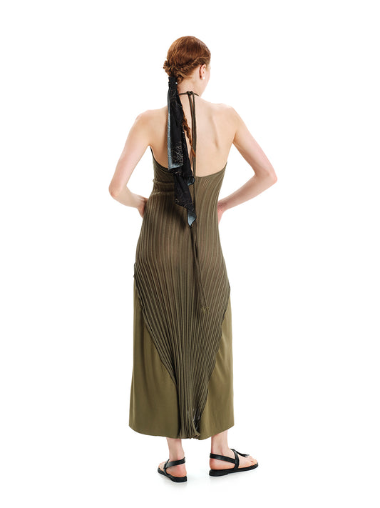 Hybrid Knit Maxi Dress with Halter Top