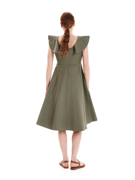 Structured Comfort Midi Dress with Zipper