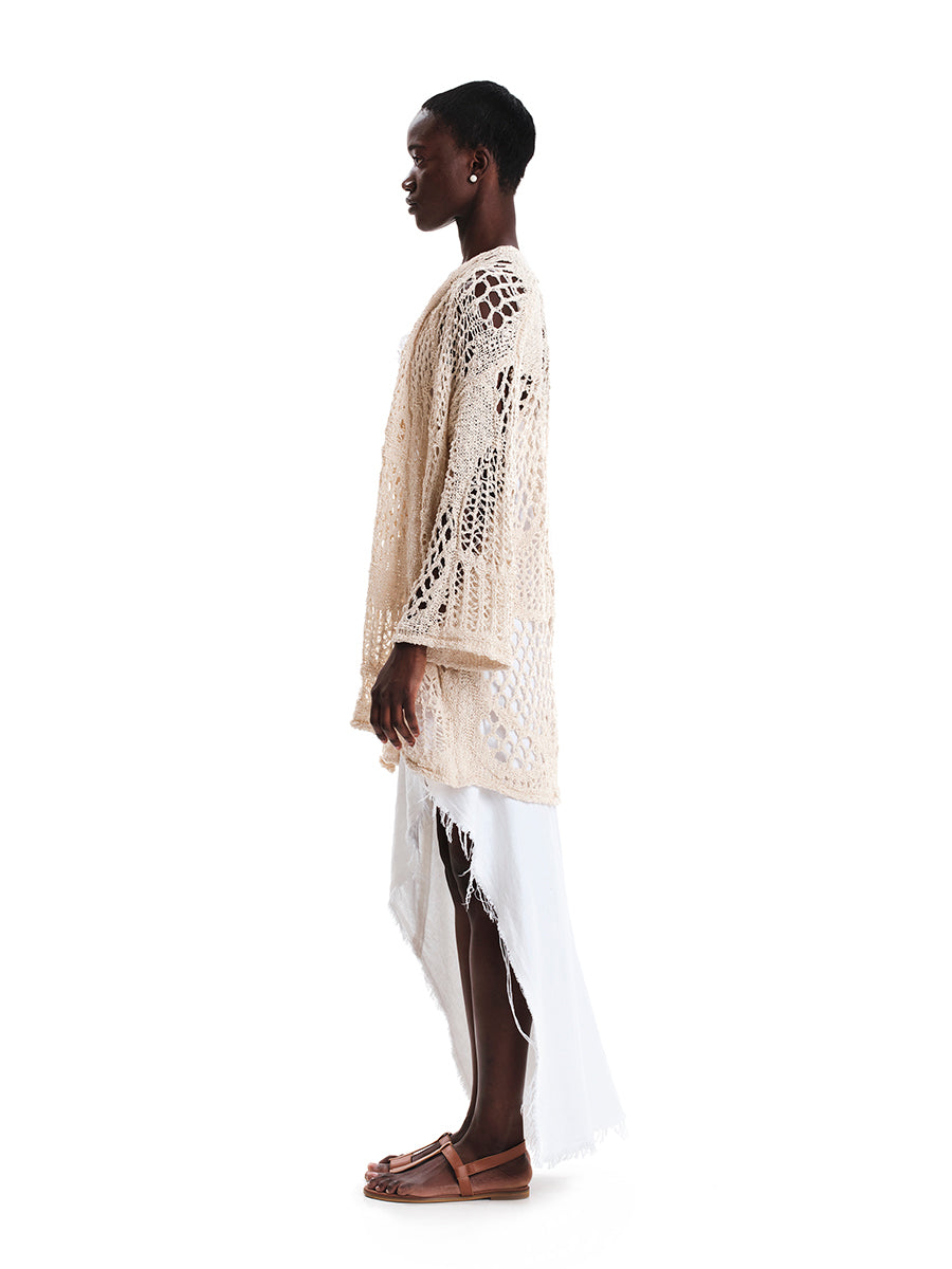 Fringed Linen Asymmetric Dress