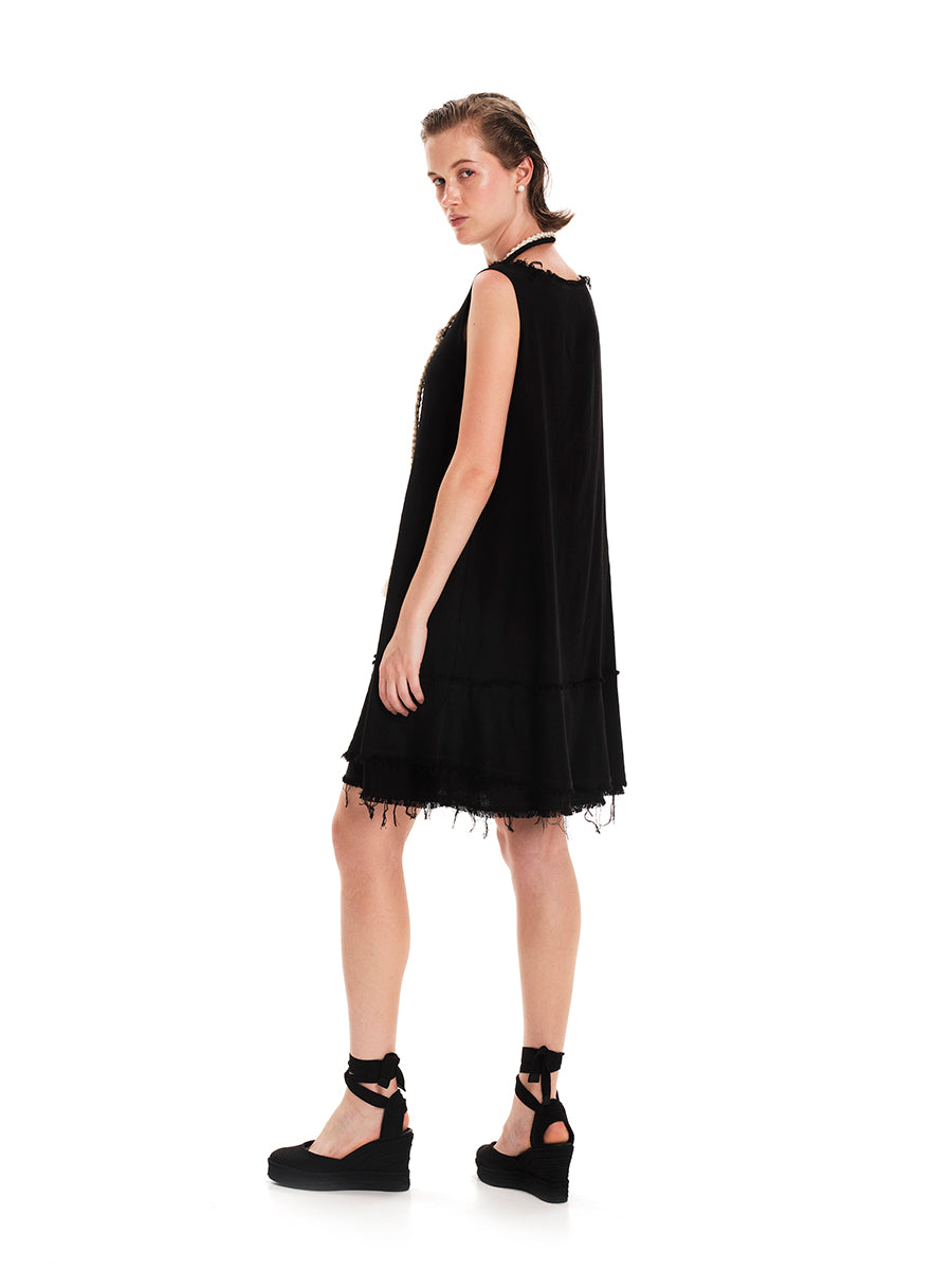 Fringed Linen Mini Dress