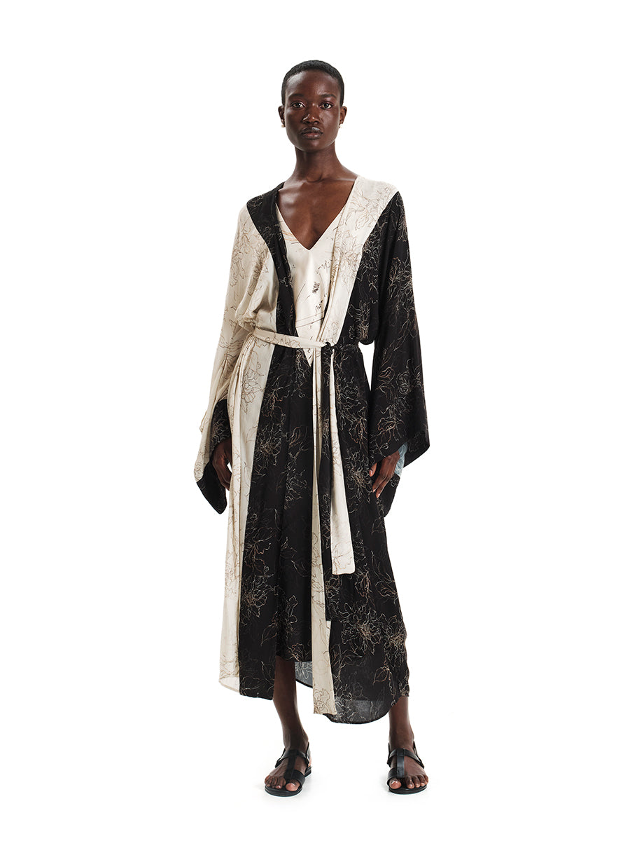 Ikebana Shape Maxi Kimono