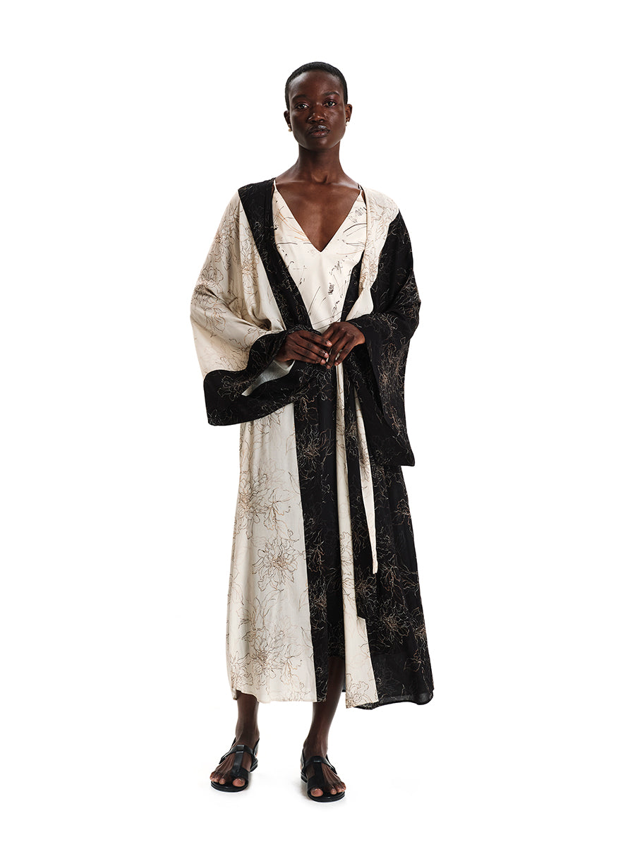 Ikebana Shape Maxi Kimono