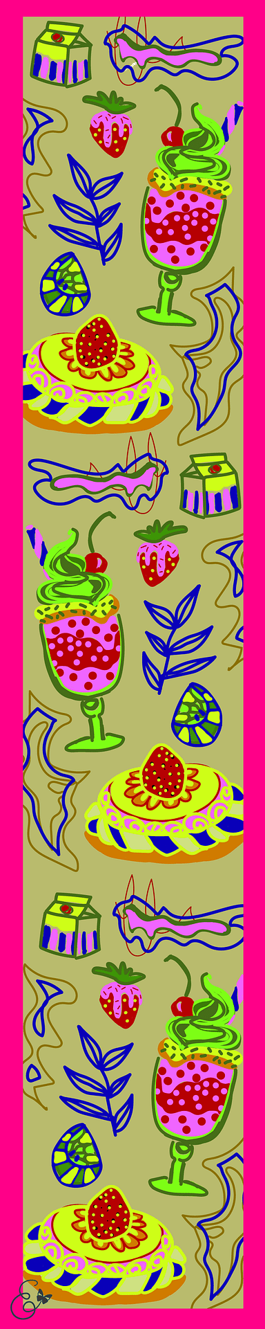 Lime Strawberry Tart scrunchy