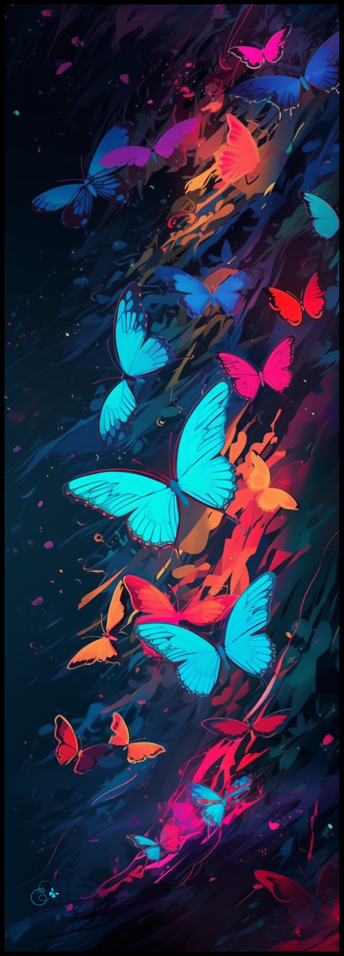 Neon Lepidoptera silk shawl