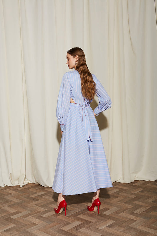 Ada poplin Stripe Cut-Out dress