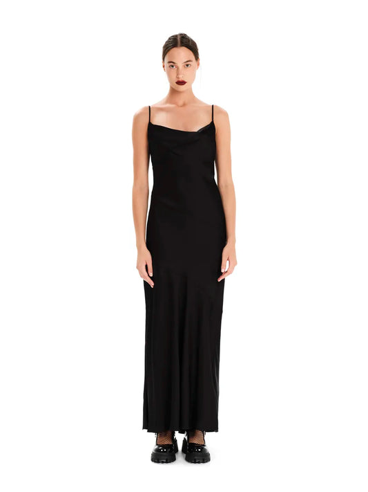 Dark Sheen Maxi Slip Dress