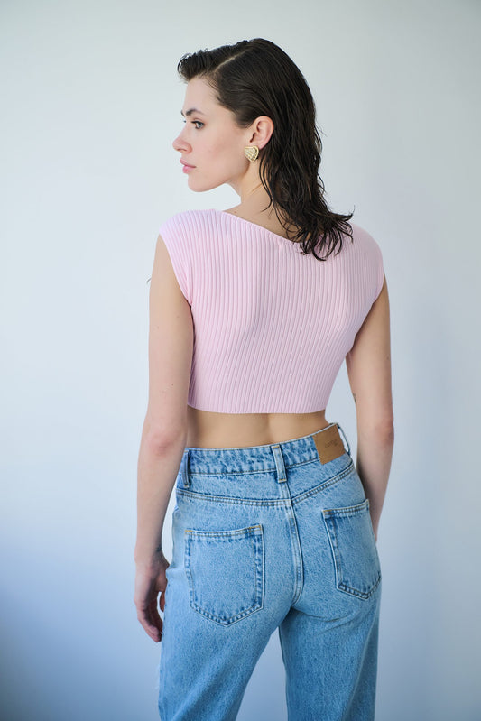 Knitwear Crop Top with square neck