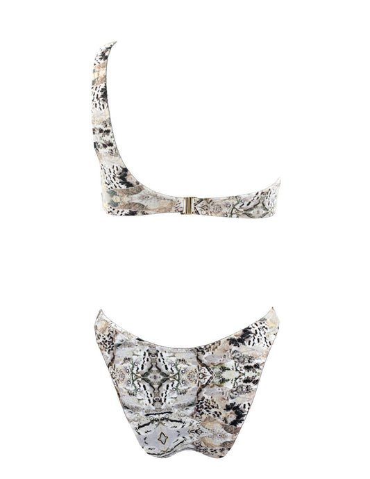 One shoulder safari bikini