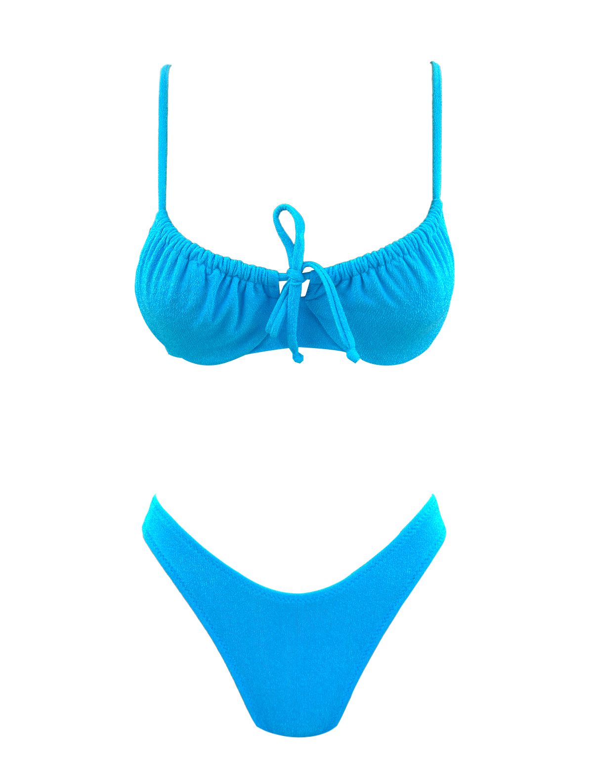 Ruched sky blue underwire Bikini