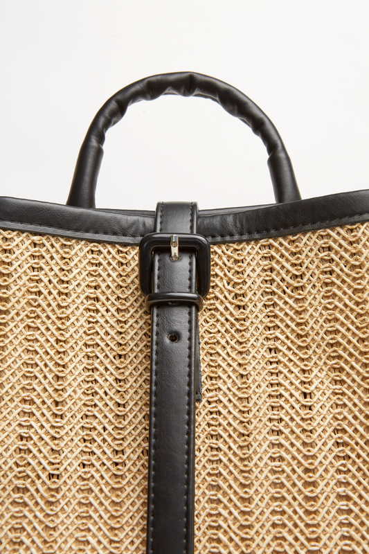 Natural Straw Beige Backpack