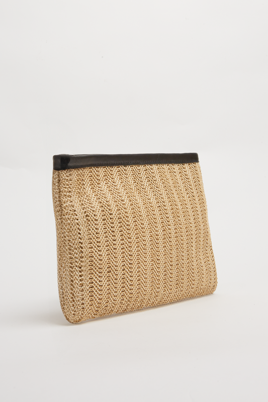 Natural Straw Beige Clutch