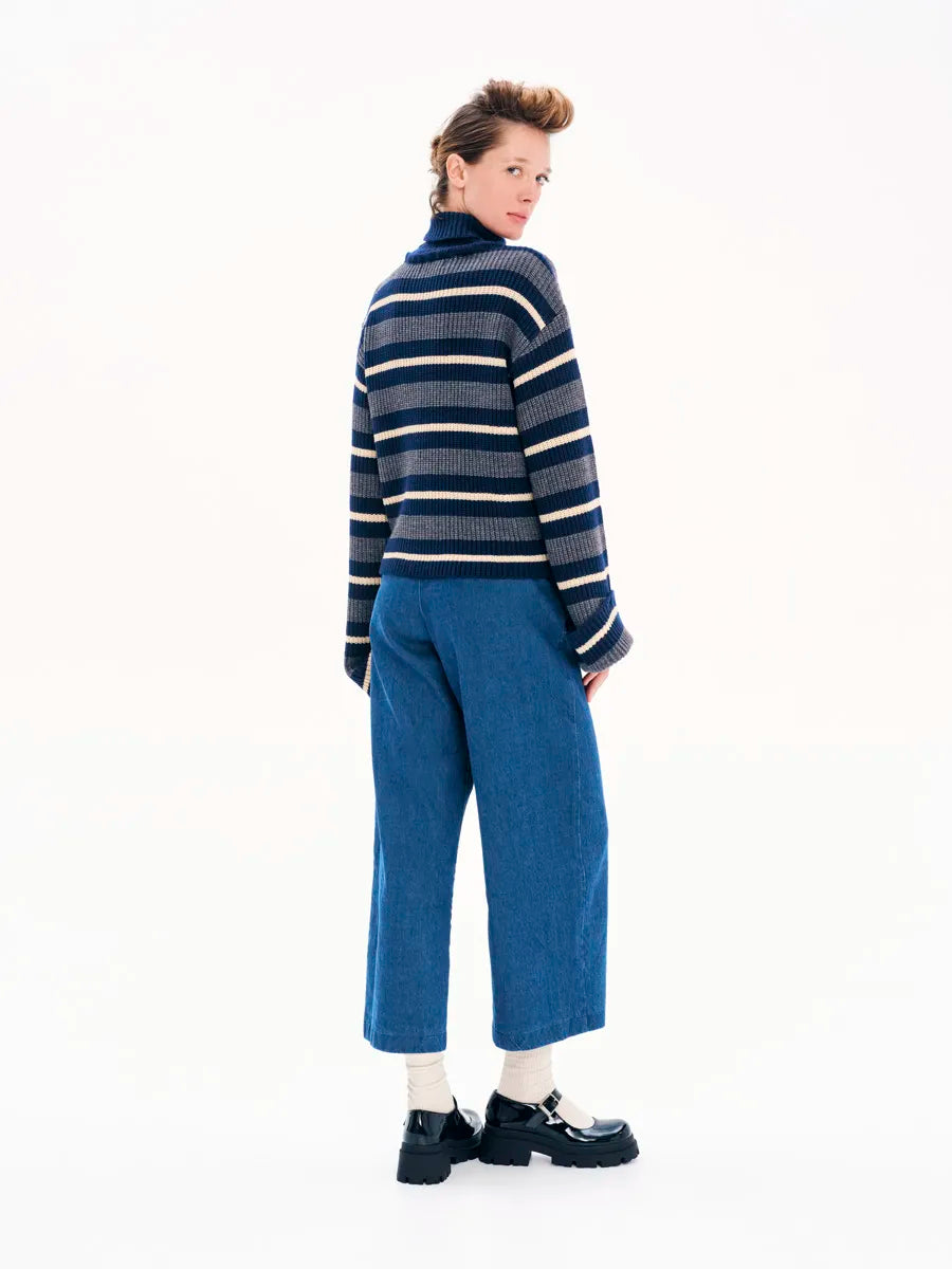 Winter Love Stripes Pullover with High Collar