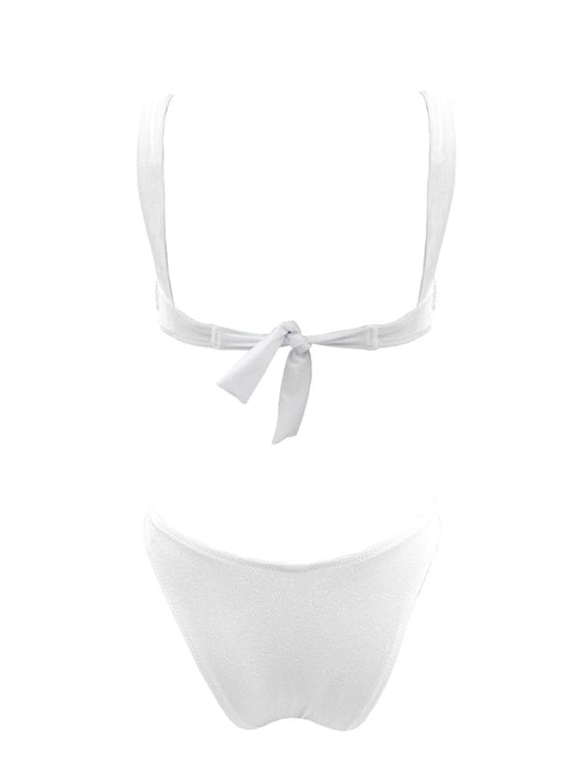 Wire white Bikini with ruched bottom