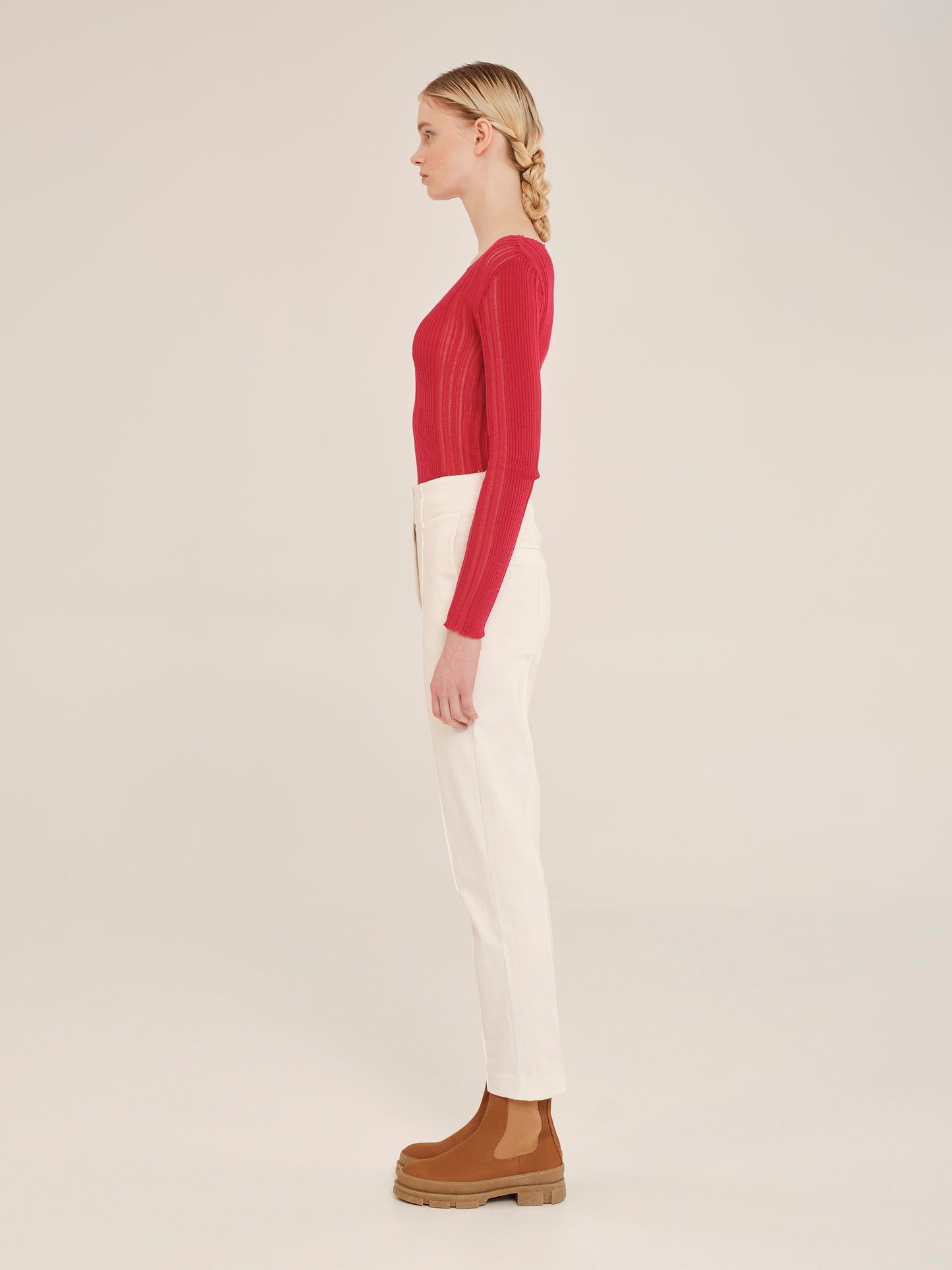 Winter Archetypes Knit  Blouse With Scoop Neckline