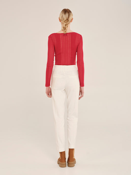 Winter Archetypes Knit  Blouse With Scoop Neckline