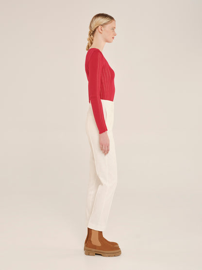 Winter Archetypes Knit  Blouse With Scoop Neckline