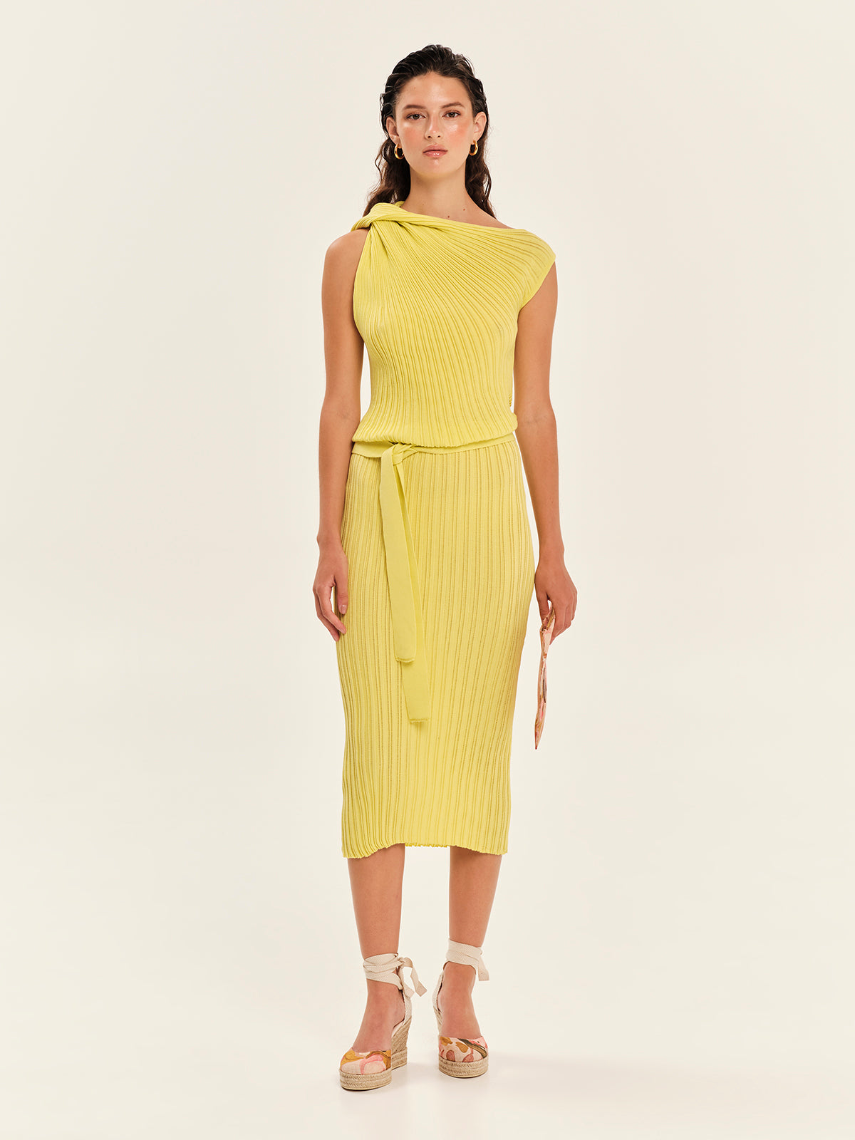 Seashells Knit Midi Dress with Belt