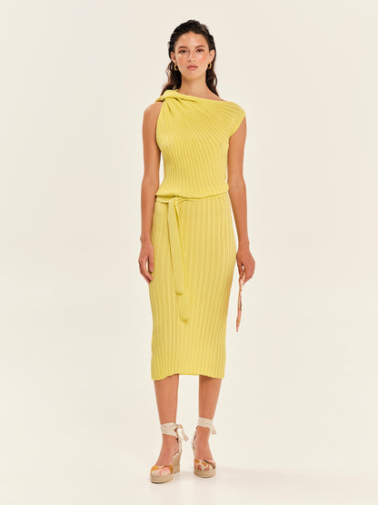 Seashells Knit Midi Dress with Belt