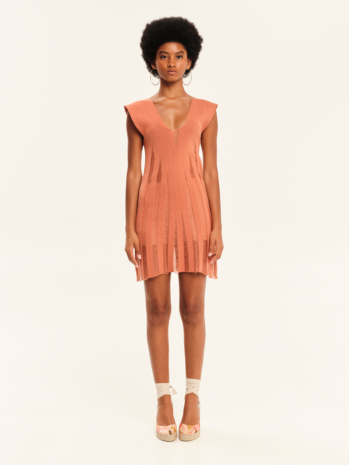 Magic Sunsets Knit V-Neckline Mini Dress