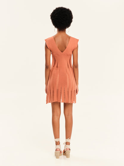 Magic Sunsets Knit V-Neckline Mini Dress