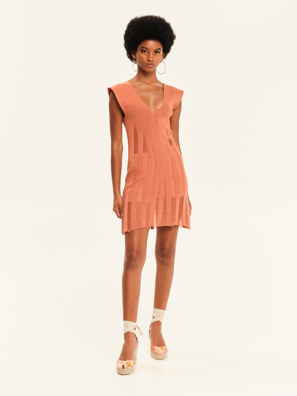 Magic Sunsets Knit V-Neckline Mini Dress