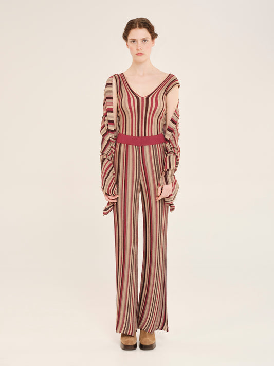 Delight Stripes Sleeveless Top With V Neckline