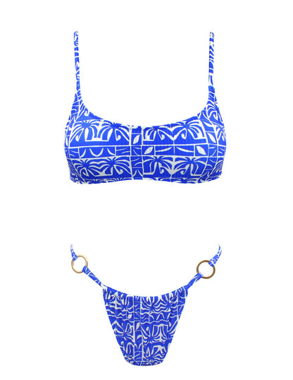 90's greek island Bikini with ruched bottom