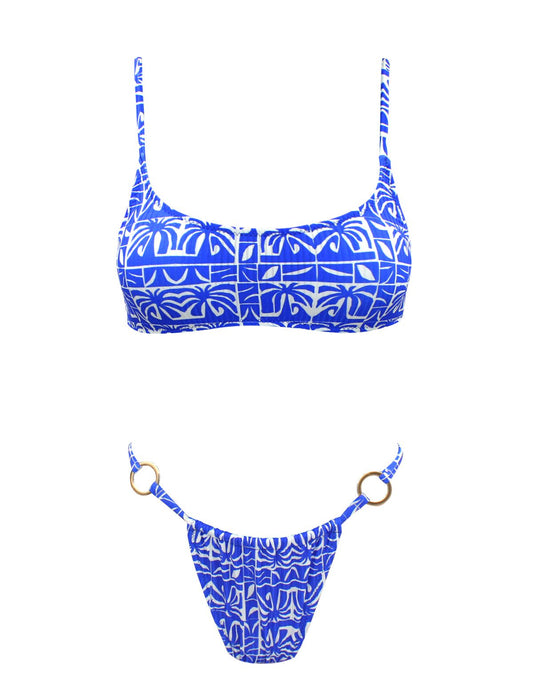 90's greek island Bikini with ruched bottom