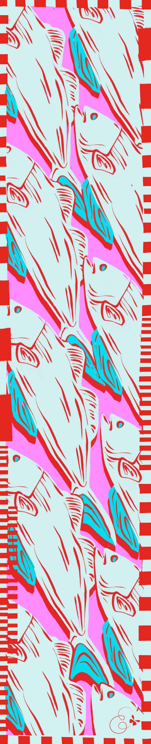 Fish silk foulard