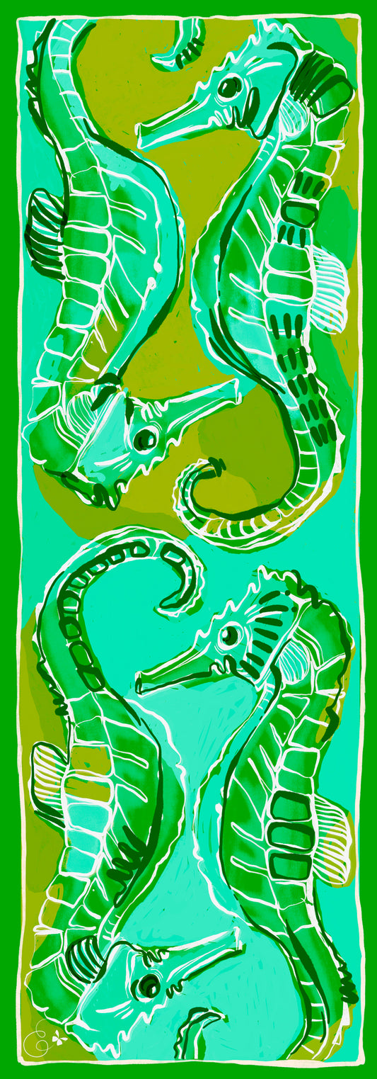 Seahorse silk shawl