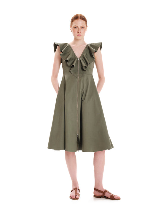 Structured Comfort Midi Dress with Zipper