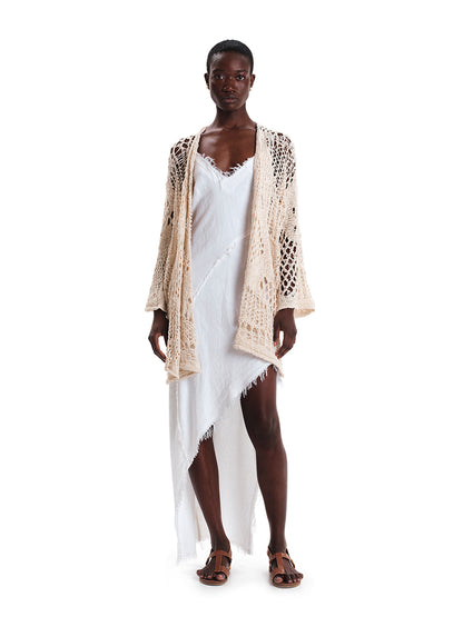 Fringed Linen Asymmetric Dress
