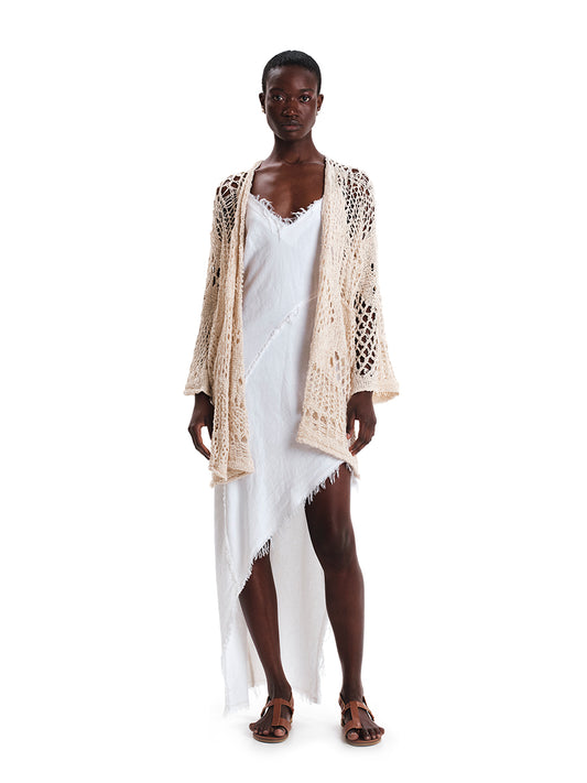 Fringed Linen Asymmetric Dress