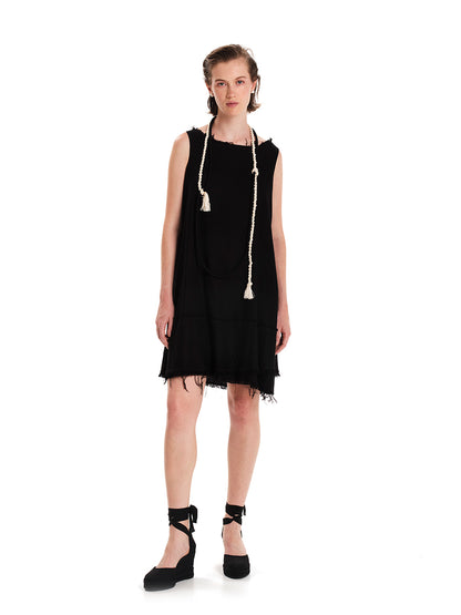 Fringed Linen Mini Dress
