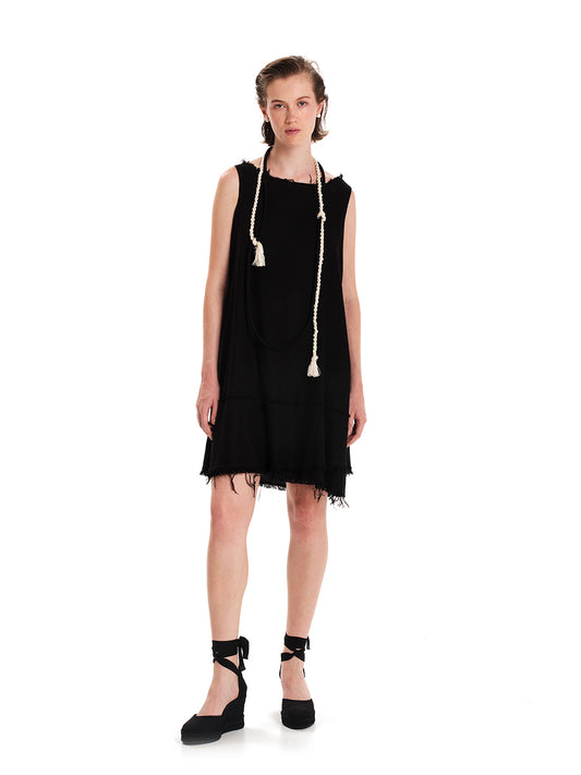 Fringed Linen Mini Dress