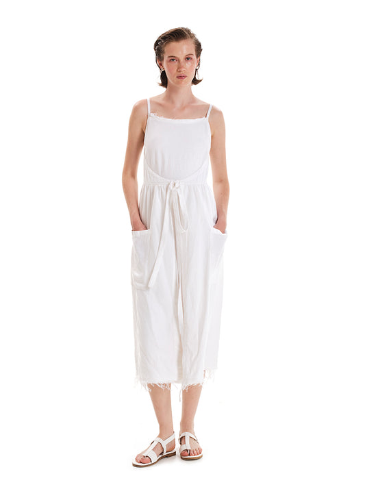 Fringed Linen Midi Dress