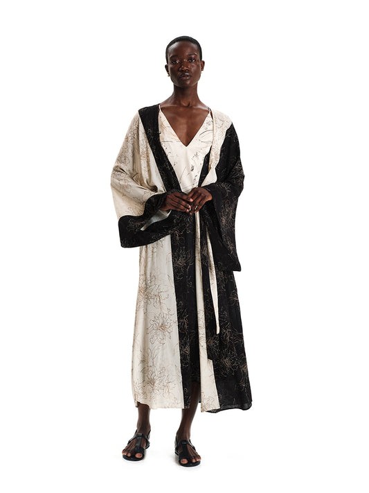 Ikebana Shape Maxi Kimono
