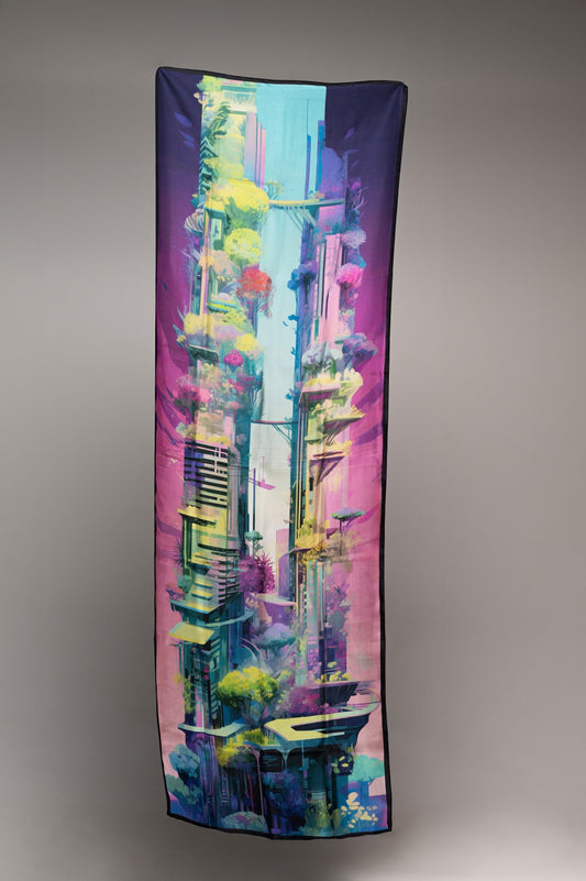 Neon Eden silk shawl