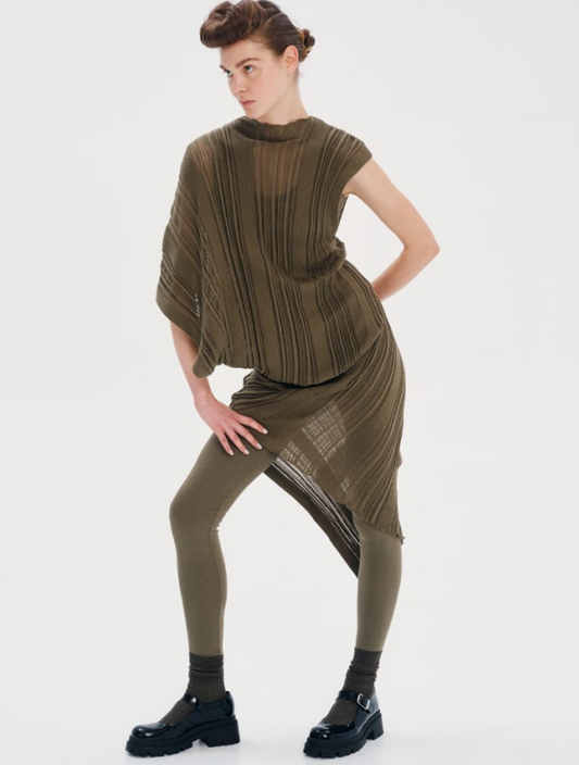 New Archetypes Asymetric Knit Midi Dress