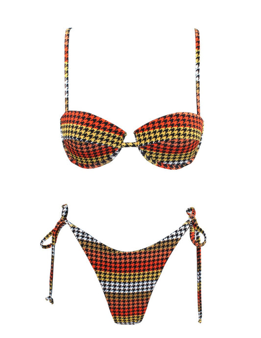 Cup orange plaid Bikini