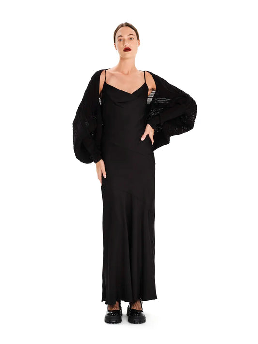 Dark Sheen Maxi Slip Dress