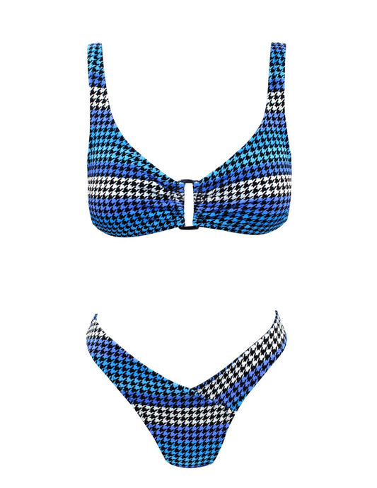 D-Cup blue plaid Bikini