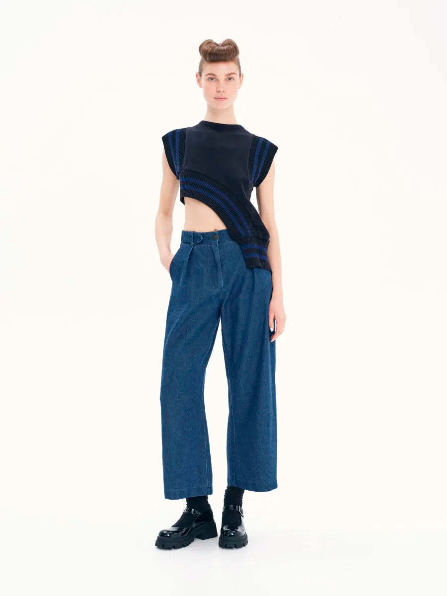 Intricately Crafted Sleeveless Asymmetric Top