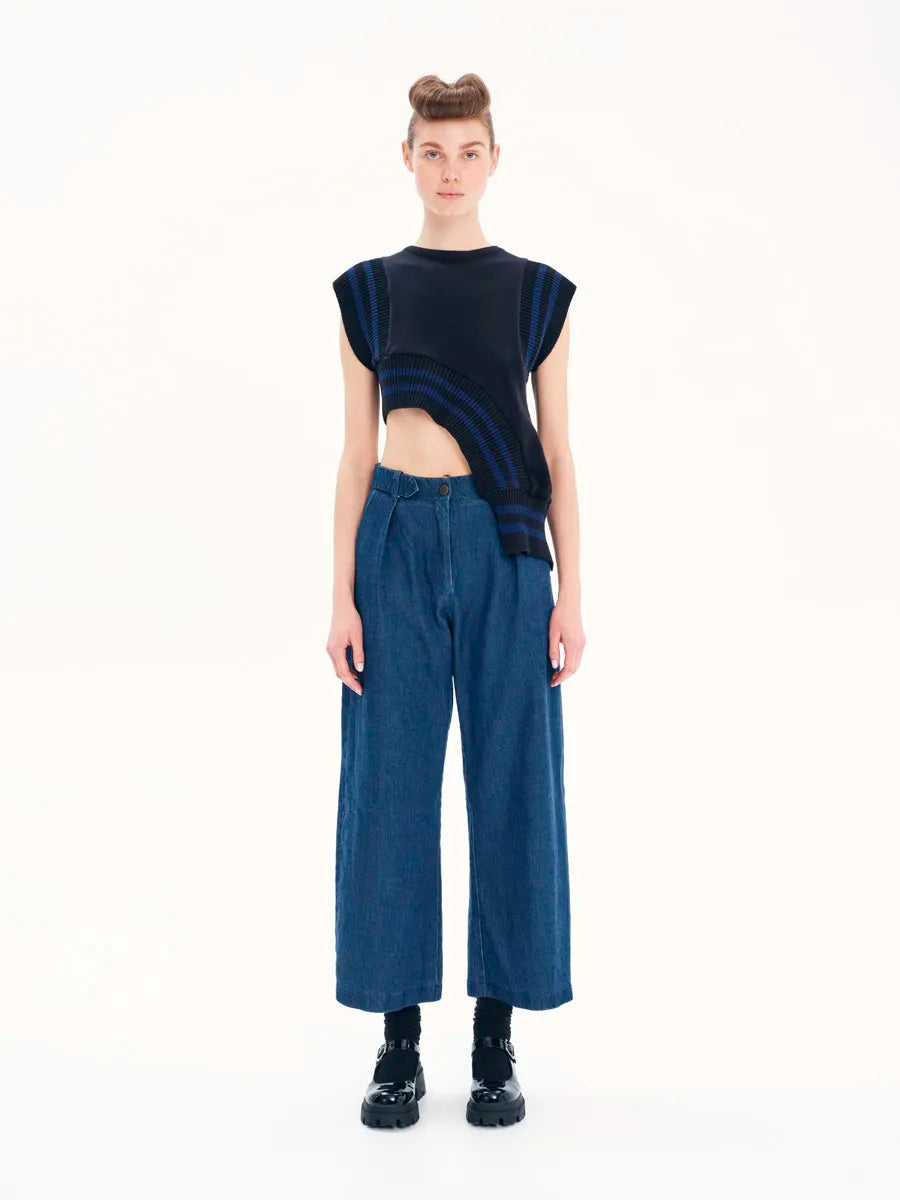 Intricately Crafted Sleeveless Asymmetric Top