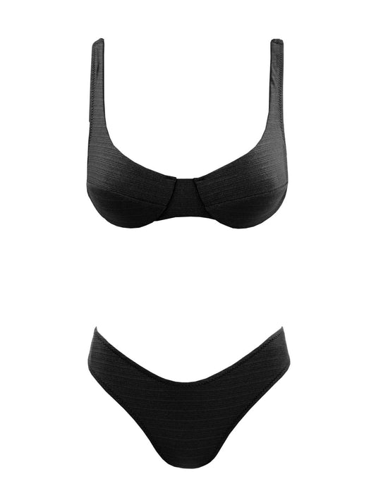 New wire shiny black Bikini